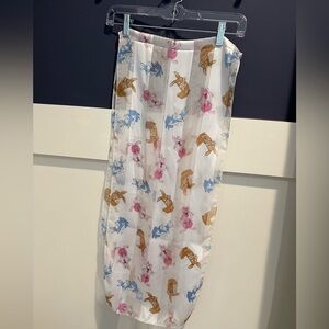 Spring Character Print Scarf - White, Pink, Blue, Brown NWOT